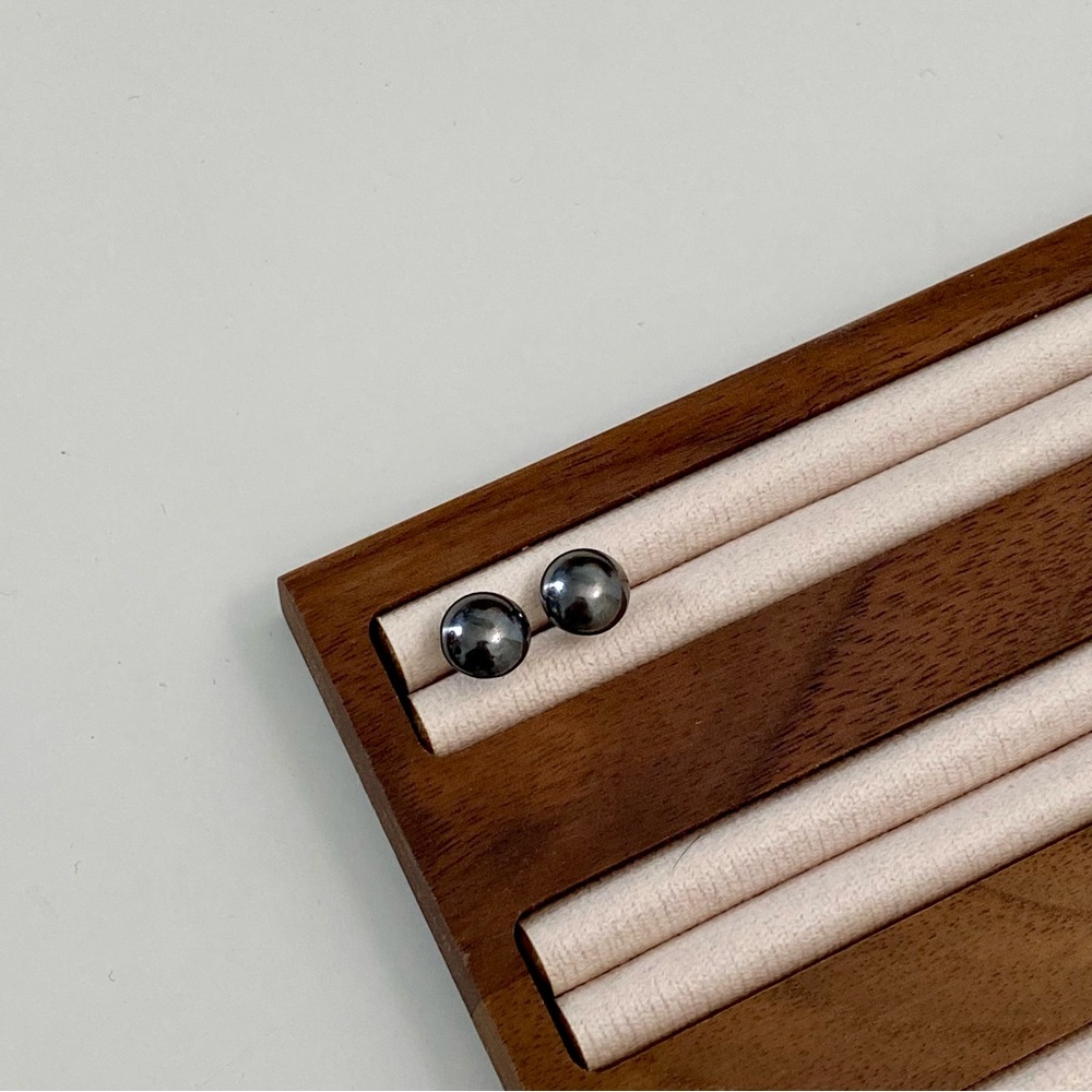 4/$15 Black Gunmetal Round Earrings Studs